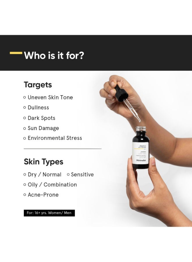 MINIMALIST 16% Vitamin C Face Serum (Advanced) With Vit E, & Ferulic Acid For Glowing Skin | Advanced Brightening & Protection - Image 4
