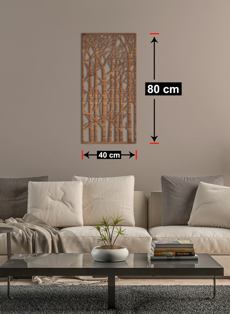 هوم جاليري هوم جاليري جدارية خشب شكل أشجار الغابات في الشتاء ديكور حائط 40X80 سم - Image 2