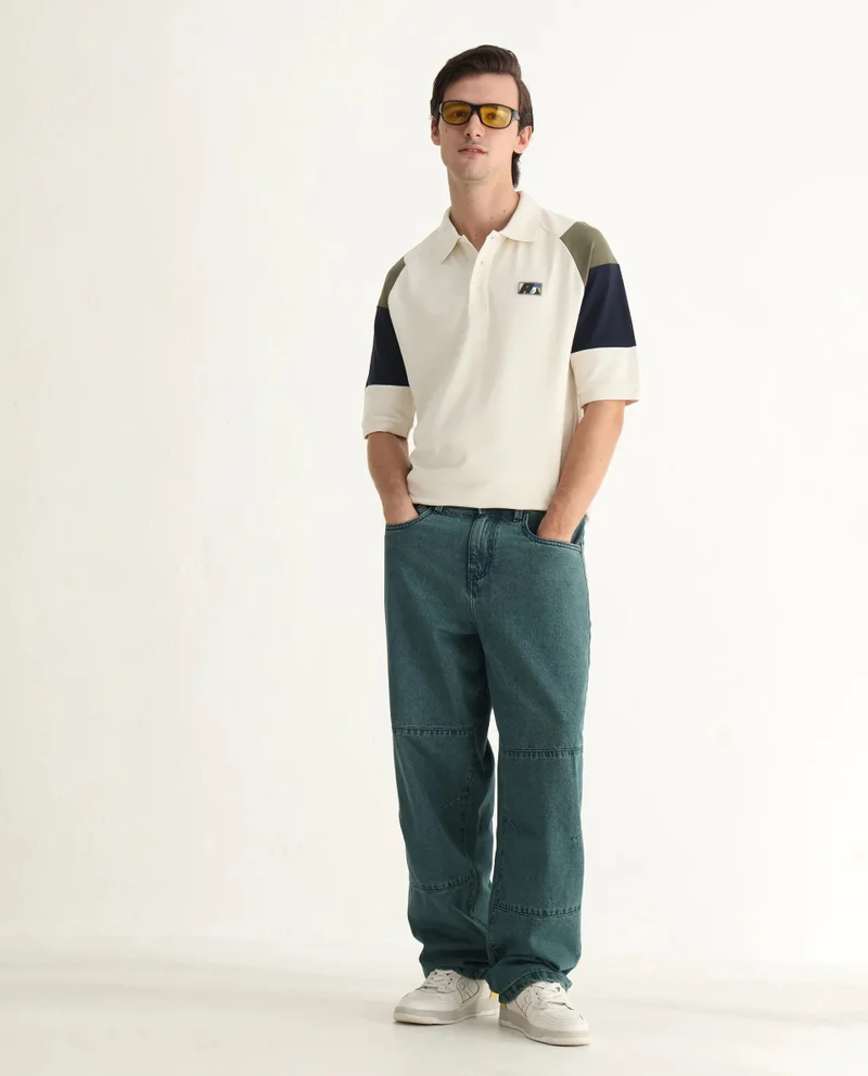 Rare Rabbit Men's Cut And Sew Colour Block Polo