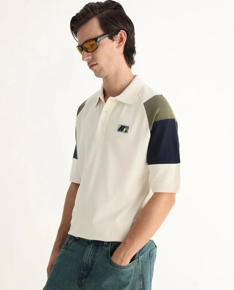 Rare Rabbit Men's Cut And Sew Colour Block Polo