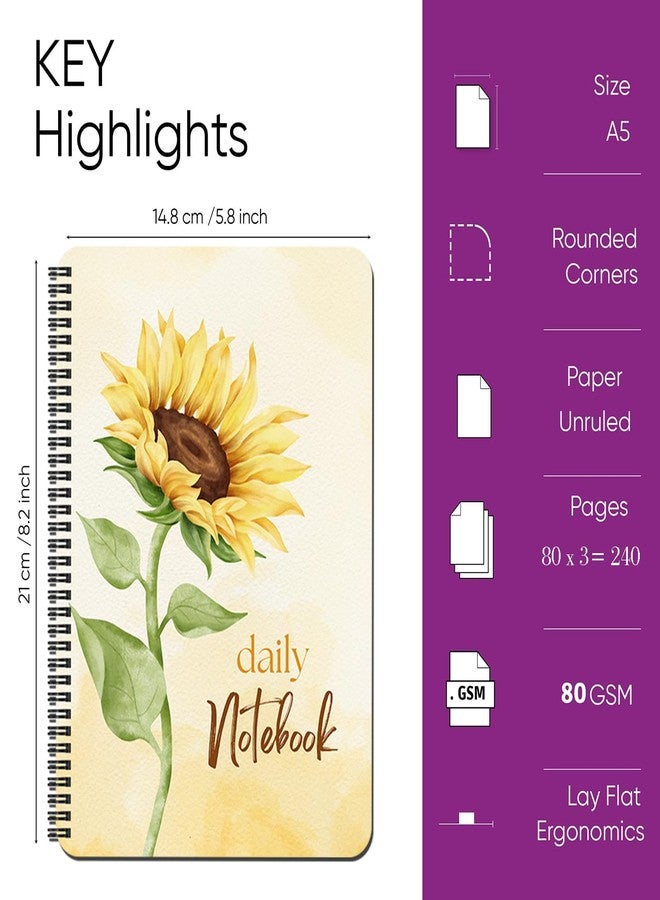 MyTees A5 Handy Diary notebook Unique Stationery items, Easy to Carry Unruled, Plain Cute Set of 3 for Writing, Notes, Notebooks - Journal Diary book. UPC001923 - Image 5