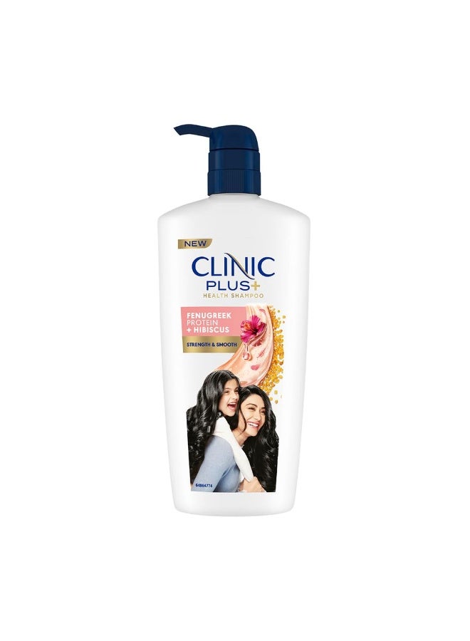Clinic Plus Strength & Smooth Shampoo, Fenugreek Protein + Hibiscus for Hair Strengthening and Smoother Hair, 650 ml - Image 1