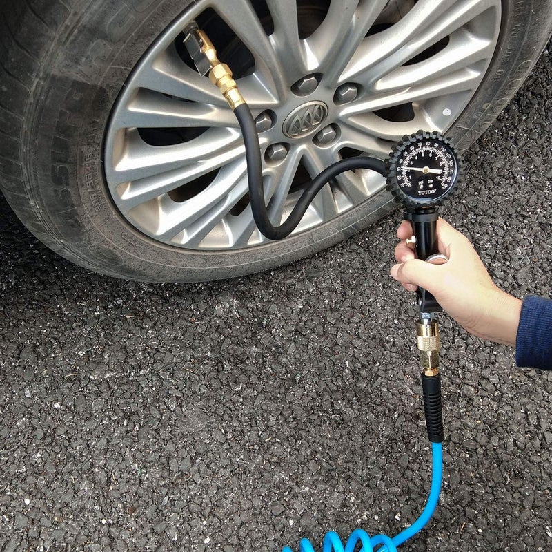 YOTOO Recoil Air Hose Kit with Tire Inflator Gauge and Quick Coupler - Image 4