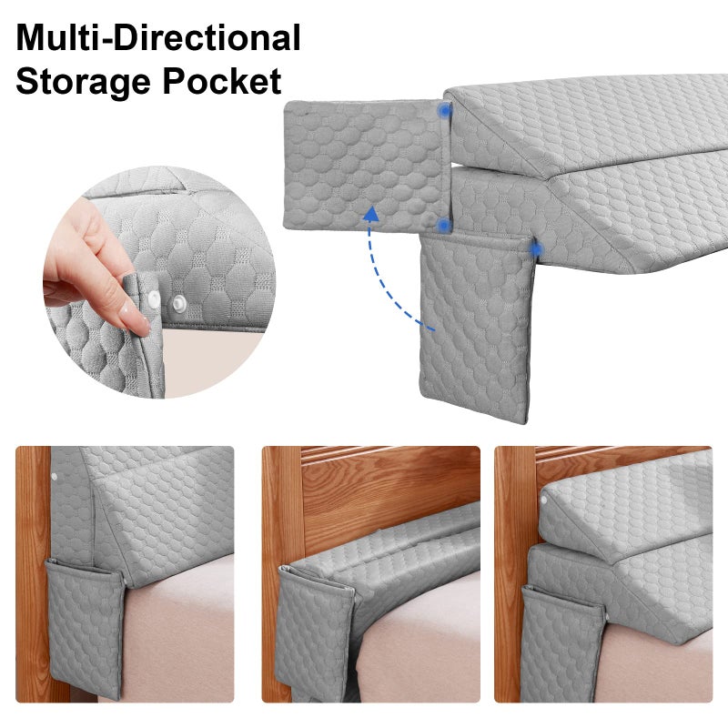 EUHAMS Queen Size Bed Wedge Pillow - Bed Gap Filler Mattress Wedge Headboard Pillow Close The Gap 0-7" Between Your Headboard and Mattress or Wall for Sleeping Backrest Pillow (60"x10"x6" Gray) - Image 5
