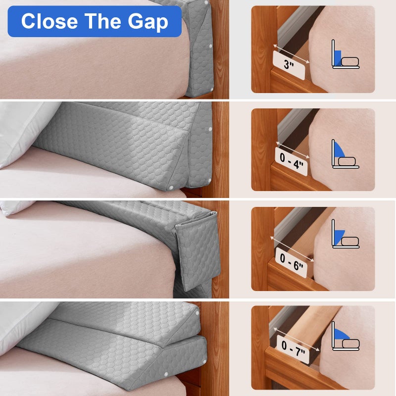 EUHAMS Queen Size Bed Wedge Pillow - Bed Gap Filler Mattress Wedge Headboard Pillow Close The Gap 0-7" Between Your Headboard and Mattress or Wall for Sleeping Backrest Pillow (60"x10"x6" Gray) - Image 4
