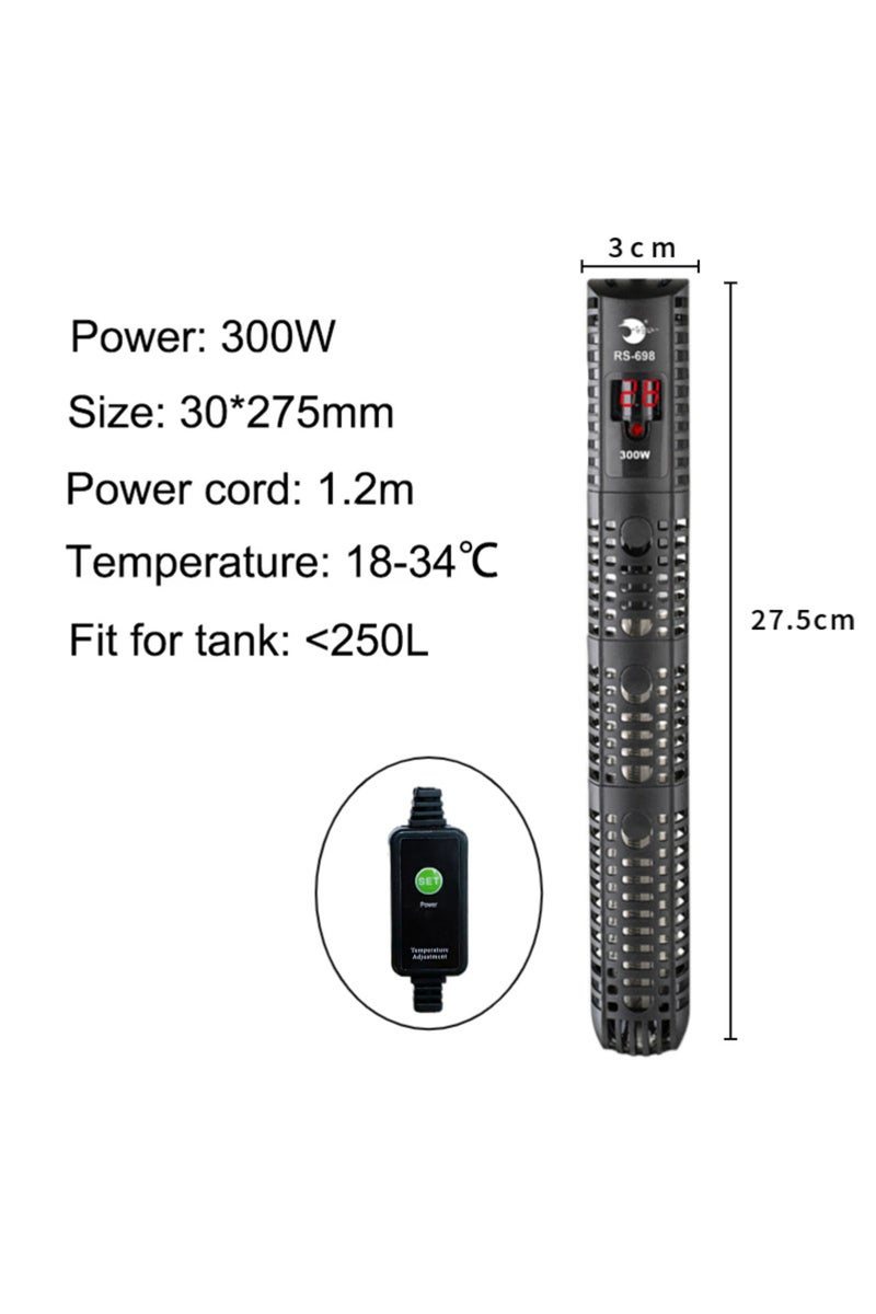 erorex Voltage 220V 300W Aquarium Submersible Heater Fish Tank Water Heating Rod Constant Aquarium Thermost