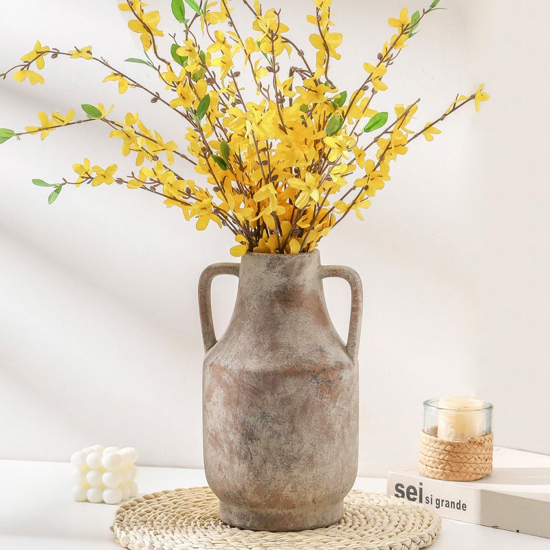 Mitt&Ditt Ceramic Flower Vase with Handles, 11 inch Tall Vase for Centerpieces, Large Decorative Terracotta Vases, Farmhouse Rustic Vases for Home Decor, Living Room, Table, Neutral - Image 5
