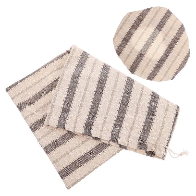 1 Set Linen Bread and Bowl Covers with Liner Reusable Drawstring Storage Container for Homemade Bread and Sourdough - Image 5