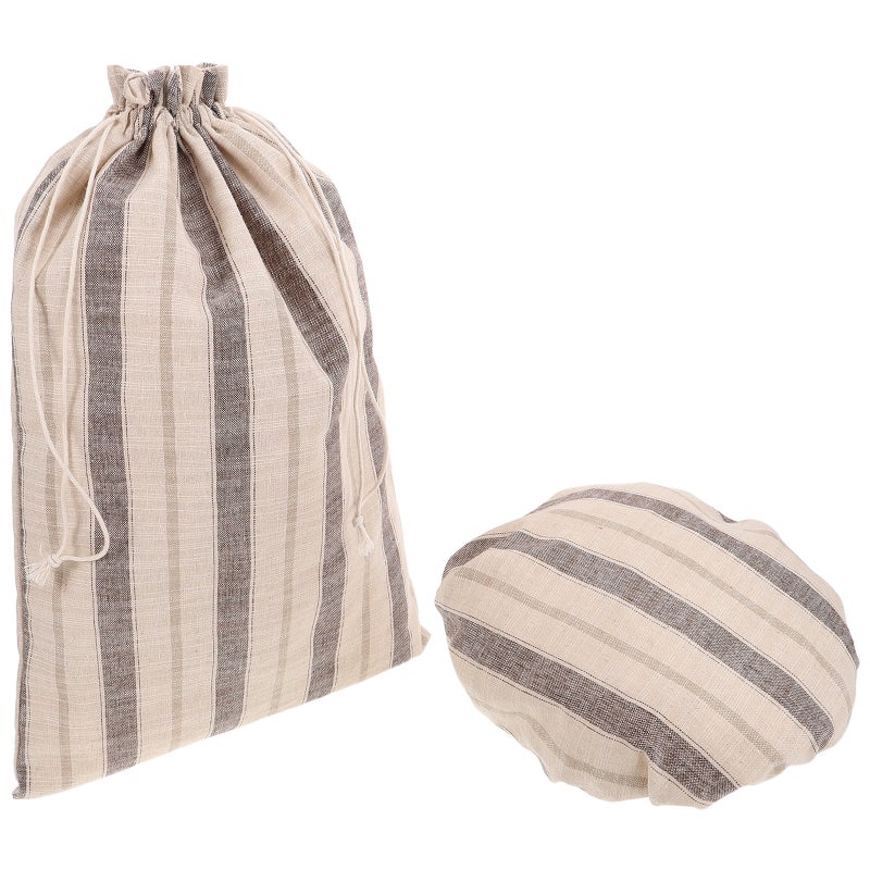 1 Set Linen Bread and Bowl Covers with Liner Reusable Drawstring Storage Container for Homemade Bread and Sourdough - Image 4