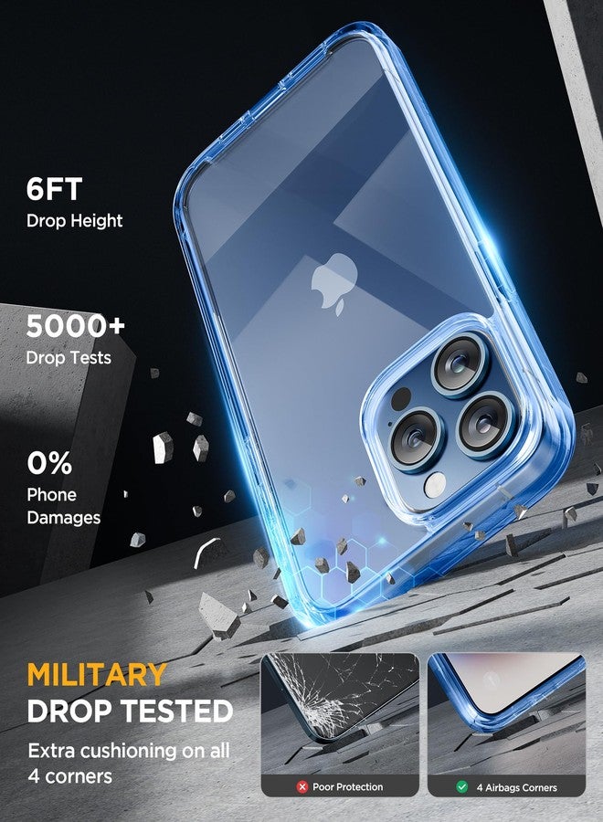 Miracase for iPhone 15 Pro Case Full-Body Clear Bumper Phone case with Built-in Glass Screen Protector& Camera Protector, Military Drop Proof 15 Pro Clear Case Cover 6.1 inch,Clear Blue - Image 4