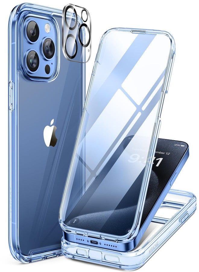 Miracase for iPhone 15 Pro Case Full-Body Clear Bumper Phone case with Built-in Glass Screen Protector& Camera Protector, Military Drop Proof 15 Pro Clear Case Cover 6.1 inch,Clear Blue - Image 1
