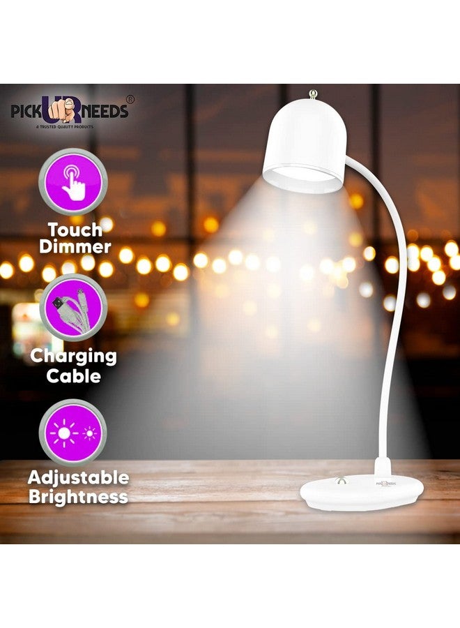 Pick Ur Needs White Desk Lamp Rechargeable For Study Lamp/Table Lamp Led Eye-Caring With Usb Charging Cable Touch Control Flexible Head - Image 5