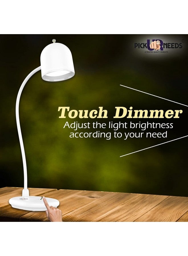 Pick Ur Needs White Desk Lamp Rechargeable For Study Lamp/Table Lamp Led Eye-Caring With Usb Charging Cable Touch Control Flexible Head - Image 2