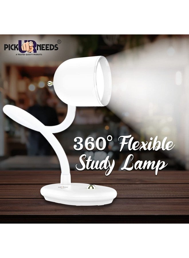 Pick Ur Needs White Desk Lamp Rechargeable For Study Lamp/Table Lamp Led Eye-Caring With Usb Charging Cable Touch Control Flexible Head - Image 4