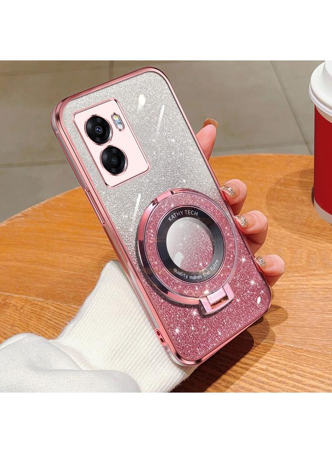 S-TOP Case For OPPO A57 5G Plated Gradient Glitter Round Holder TPU Phone Case - Image 1