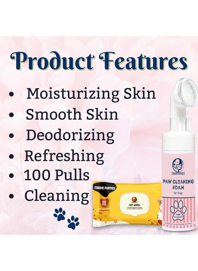 Dog Gift Pack Cleaner Care 2-In-1 Combo For Dogs And Puppies - (Strawberry Paw Cleaning Foam And Apple Wipes) Natural Gentle & Effective Cleaning Formula For Removing Mud, Dirt And Odor - Image 3