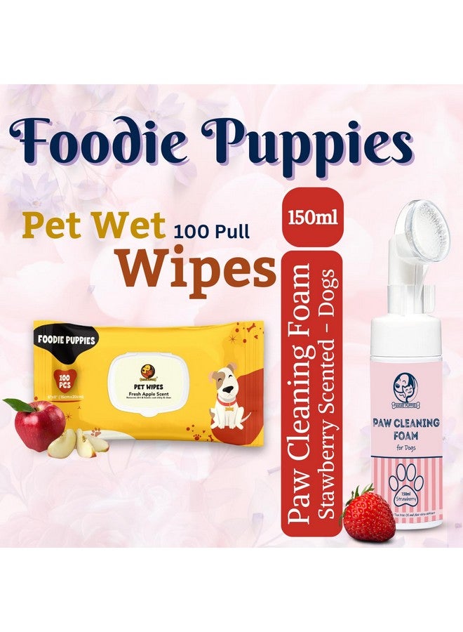 Dog Gift Pack Cleaner Care 2-In-1 Combo For Dogs And Puppies - (Strawberry Paw Cleaning Foam And Apple Wipes) Natural Gentle & Effective Cleaning Formula For Removing Mud, Dirt And Odor - Image 2