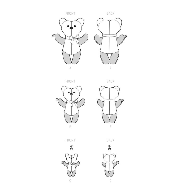 Simplicity SS9569A Memory and Autograph Bear Plush Animal Sewing Pattern Kit, Code S9569, Sizes S-M-L - Image 2