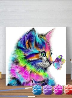 KASTWAVE Custom Paint By Numbers Paint By Number Kits DIY Paint by Numbers Paint by Numbers for Kids Adults Beginners 16x20inch Colorful Cat and Butterfly  - Image 4