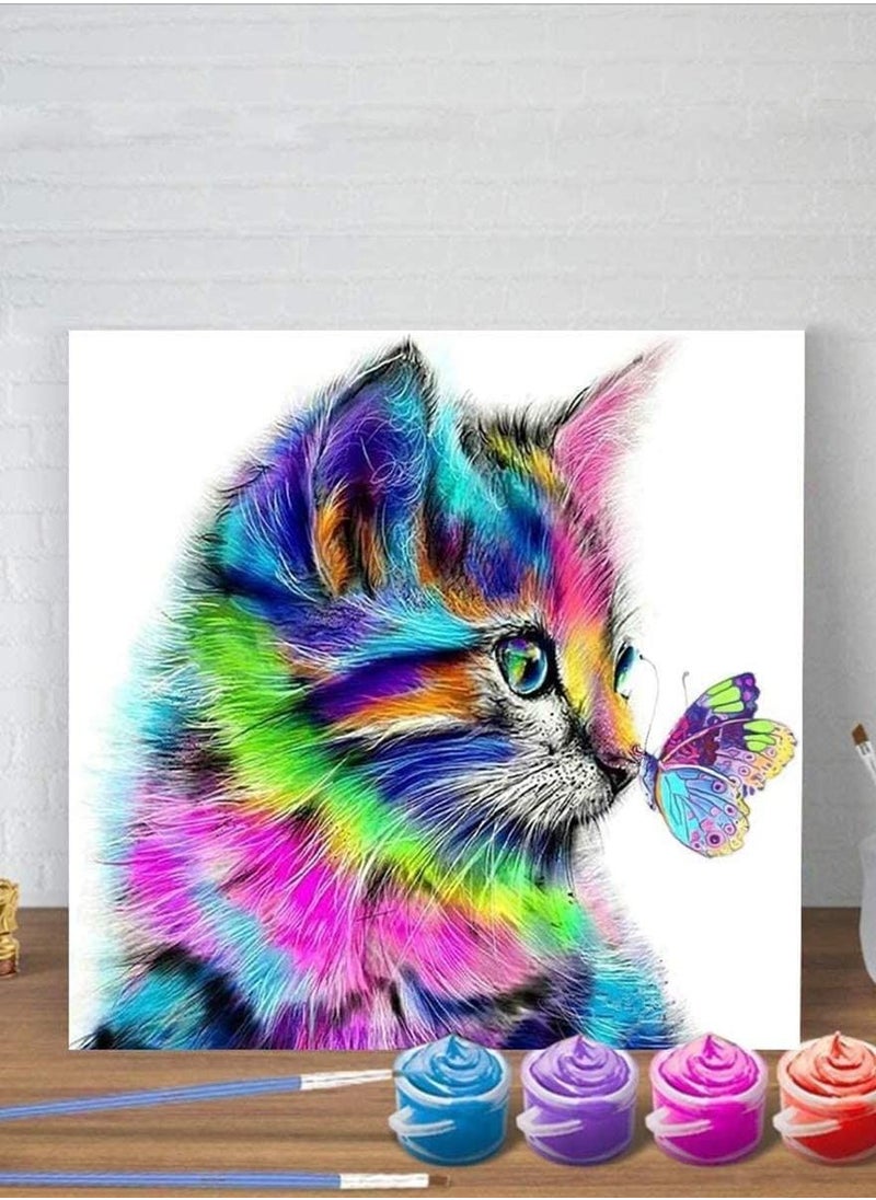 KASTWAVE - Custom Paint By Numbers Paint By Number Kits DIY Paint by Numbers Paint by Numbers for Kids Adults Beginners 16x20inch Colorful Cat and Butterfly - Image 1