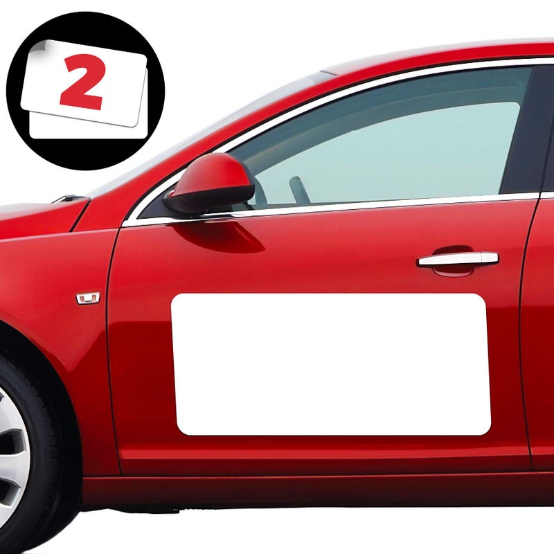 Set of 2  24 X 12 Car Door Magnets Flexible Signs for Vehicles White PVC Finish Round Corners Strong Durable Magnetic Signs 30 Mil Thickness