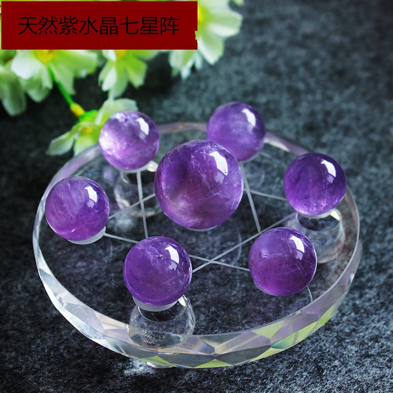 Natural Pink, White & Purple Crystal Ball with Seven-Star Array - Home Decor for Living Room, Bedroom & Entryway - Image 1