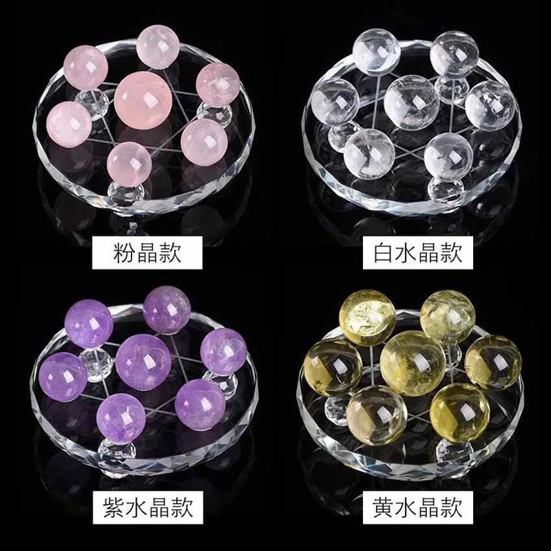 Natural Pink, White & Purple Crystal Ball with Seven-Star Array - Home Decor for Living Room, Bedroom & Entryway - Image 2