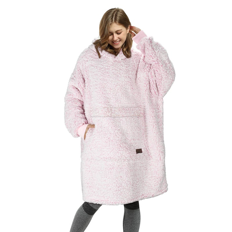 Catalonia Catalonia Oversized Wearable Blanket Hoodie Sweatshirt  Comfortable Fluffy Sherpa Lounging Pullover for Adults Men Women Wife Girlfriend  Gift for Her  - Image 1
