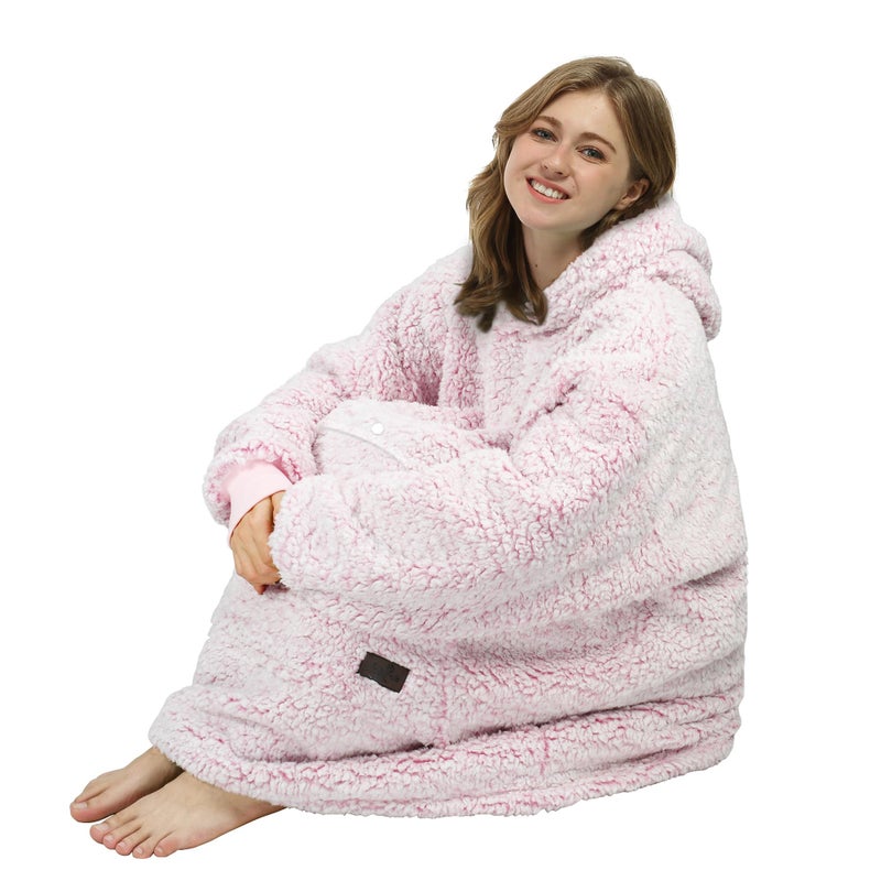Catalonia Catalonia Oversized Wearable Blanket Hoodie Sweatshirt  Comfortable Fluffy Sherpa Lounging Pullover for Adults Men Women Wife Girlfriend  Gift for Her  - Image 4