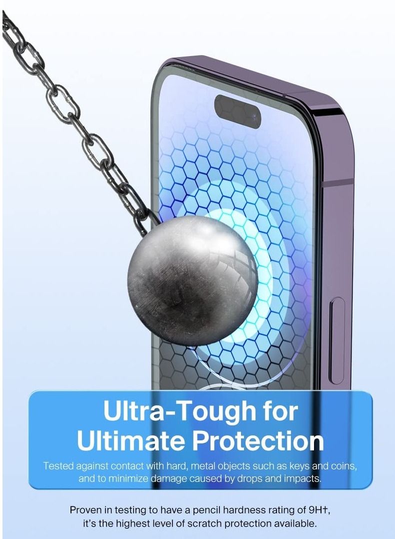 BORTONY 14 Pro Tempered Glass Screen Protector Easy Installation Bubble Free HD Clear Compatible with Apple iPhone 14 Pro 6.1 Inch Pack of 2 - Image 4