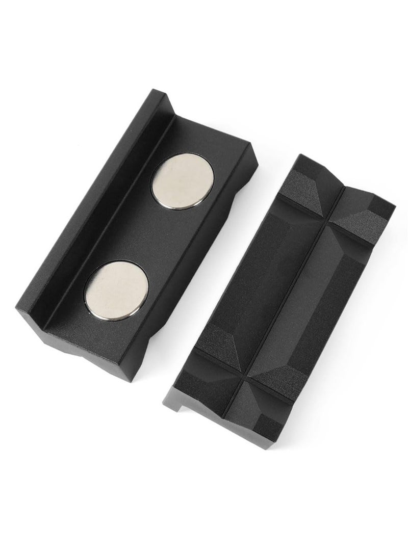 Aluminum 4" Vise Jaws Pads, Magnetic Reversible Pipe Vise, AN Fitting Vice Jaw Covers, Professional Grade Multi-Purpose Vise Jaw Protective Inserts for Any Metal Bench Vice, 4", Upgrade-Black - Image 1