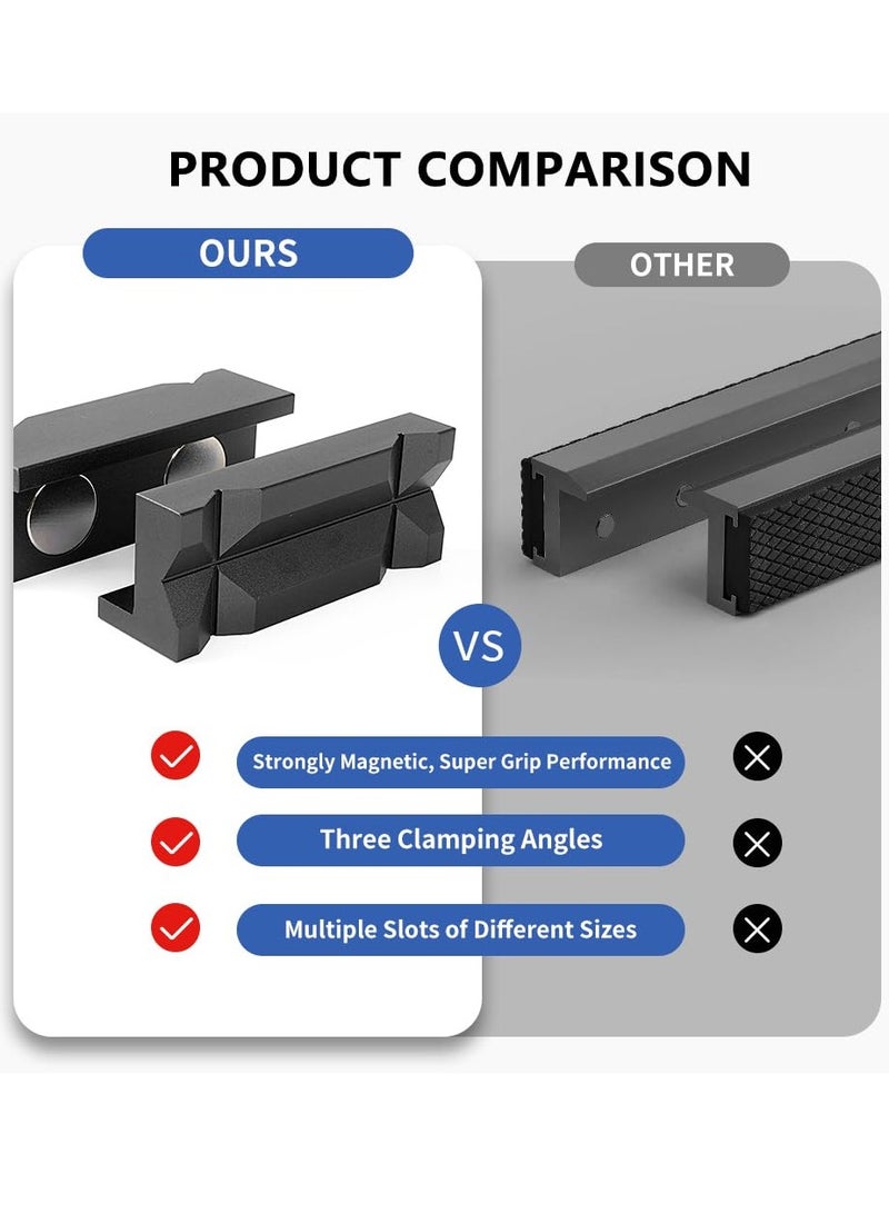 Aluminum 4" Vise Jaws Pads, Magnetic Reversible Pipe Vise, AN Fitting Vice Jaw Covers, Professional Grade Multi-Purpose Vise Jaw Protective Inserts for Any Metal Bench Vice, 4", Upgrade-Black - Image 4