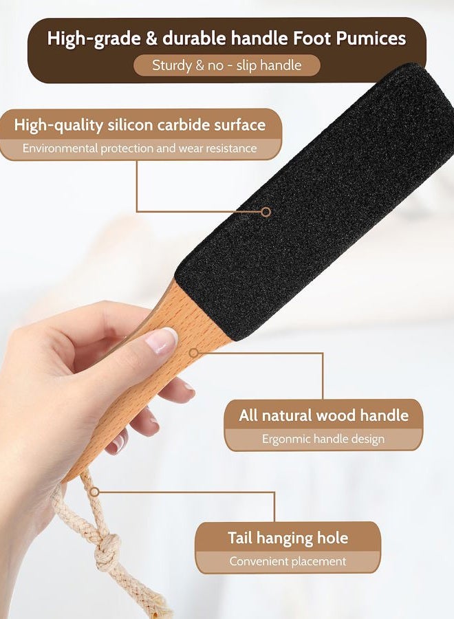 MoHern Pumice Stone Foot File, 3pcs Set Callus Remover for Feet with Wooden Handle, Pedicure Foot Scrubber to Remove Dead Skin, Dry, Rough, Corns Skin Scraper - Image 2