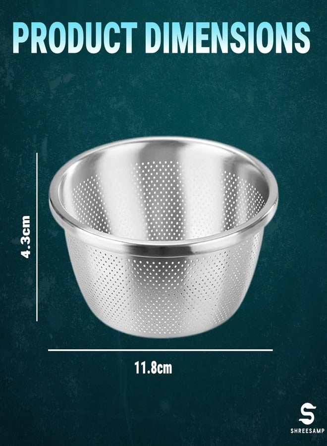 SHREESAMP Small Stainless Steel Rice Strainer & Mixing Bowls Set - Ideal Colander for Quick Food Prep and Drainage, Microporous Colander Wash Basin for Vegetable and Fruits - Image 2
