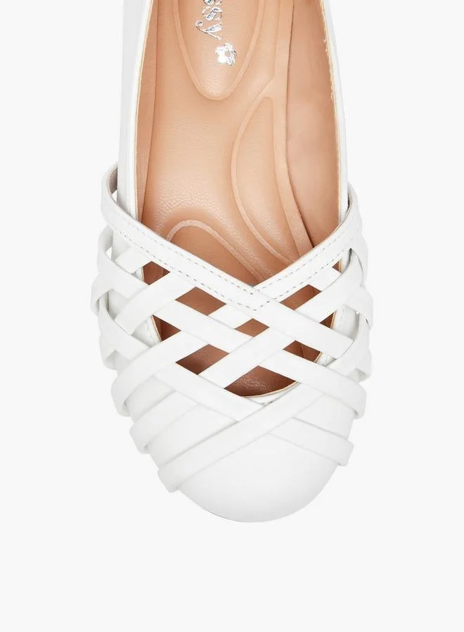 Little Missy WHITE Criss-Cross Slip-On Ballerina Shoes for Women | Best Price UAE
