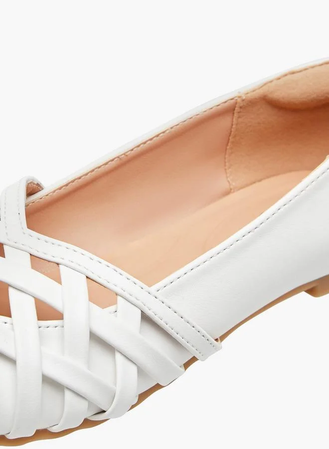 Little Missy WHITE Criss-Cross Slip-On Ballerina Shoes for Women | Best Price UAE