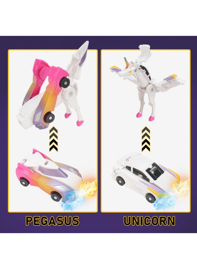 SOYUOI Ultimate Transforming Unicorn Car Toy - Collision to Magical Unicorns!2Pcs Transforming Car-Robot for Kids, Automatic Deformation of Magnetic Connections. Suitable for Boys and Girls Birthday - Image 1