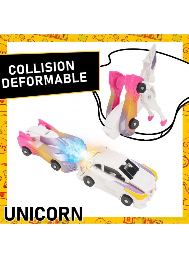 SOYUOI Ultimate Transforming Unicorn Car Toy - Collision to Magical Unicorns!2Pcs Transforming Car-Robot for Kids, Automatic Deformation of Magnetic Connections. Suitable for Boys and Girls Birthday - Image 2