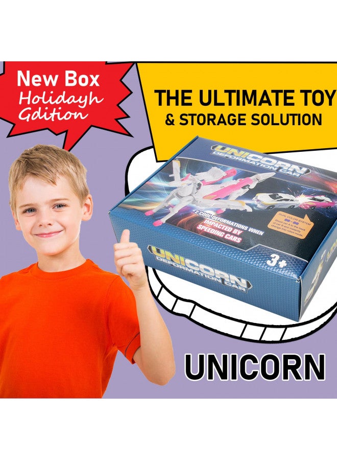 SOYUOI Ultimate Transforming Unicorn Car Toy - Collision to Magical Unicorns!2Pcs Transforming Car-Robot for Kids, Automatic Deformation of Magnetic Connections. Suitable for Boys and Girls Birthday - Image 3