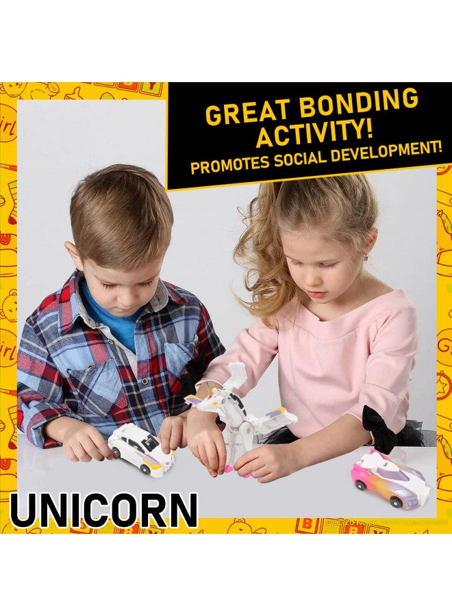 SOYUOI Ultimate Transforming Unicorn Car Toy - Collision to Magical Unicorns!2Pcs Transforming Car-Robot for Kids, Automatic Deformation of Magnetic Connections. Suitable for Boys and Girls Birthday - Image 4