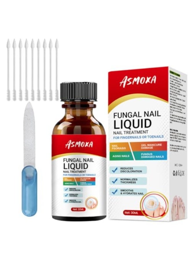 ASMOXA Fungal Nail Treatment Liquid 30ml, Nail Fungus Treatment Serum for Toenails & Fingernails, Fungal Nail Renewal Anti Fungus Nail Repair Gel, Smooth & Hydrates Nail Reduce Discoloration - Image 1