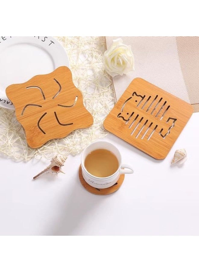 Wooden Insulation Mat Dining Table Mat Insulated Non-slip Casserole Anti-scalding Mat Plate Mat Cup Bowl Mat Multi-functional Dining Table Mat-Color:Large Hot Wheel - Image 3