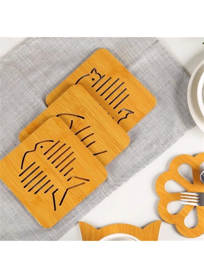 Wooden Insulation Mat Dining Table Mat Insulated Non-slip Casserole Anti-scalding Mat Plate Mat Cup Bowl Mat Multi-functional Dining Table Mat-Color:Large Hot Wheel - Image 4
