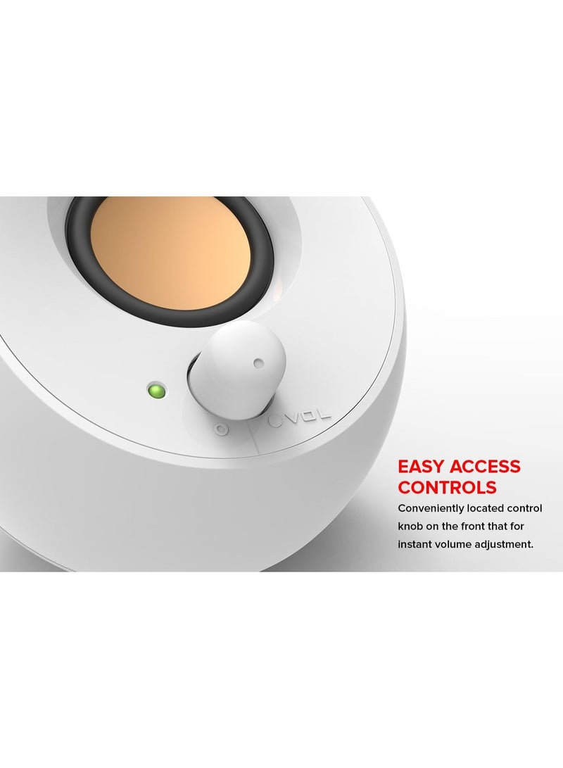 كريتيف مكبرات صوت Creative Pebble Pro Minimalist 2.0 للكمبيوتر بمنفذ USB-C وتقنية Bluetooth 5.3 مع إضاءة RGB قابلة للتخصيص، وصوت محادثة واضح وتقنية Bass Flex، وصوت عبر USB ومنفذ سماعة رأس، متوافقة مع أجهزة PC وMac (أبيض) - Image 2