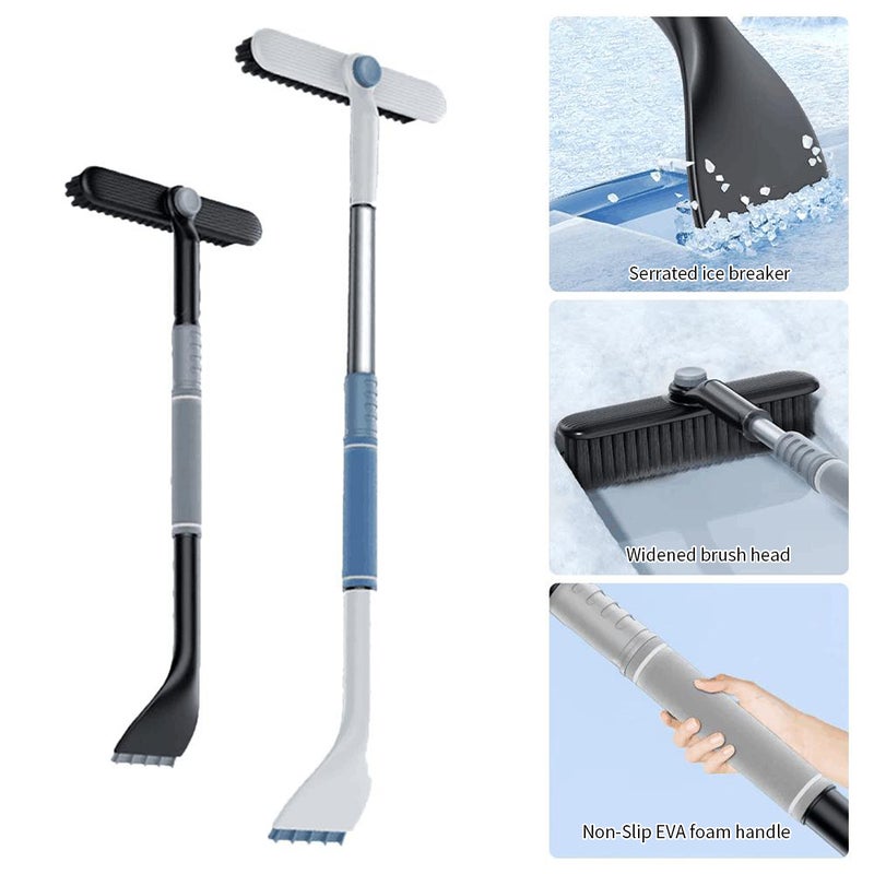 Snow Brush and Ice Scraper for Car Windshield Extendable Detachable Ice Scraper and Brush with Ergonomic Foam Grip for Cars, Trucks, SUVs, Gray and Black - Image 4