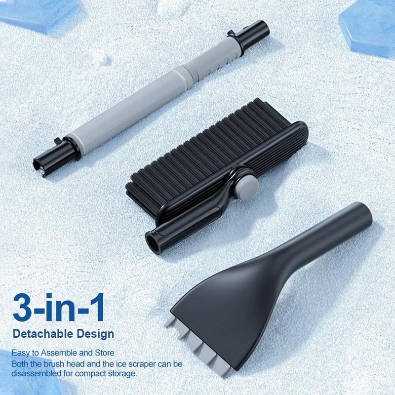 Snow Brush and Ice Scraper for Car Windshield Extendable Detachable Ice Scraper and Brush with Ergonomic Foam Grip for Cars, Trucks, SUVs, Gray and Black - Image 2