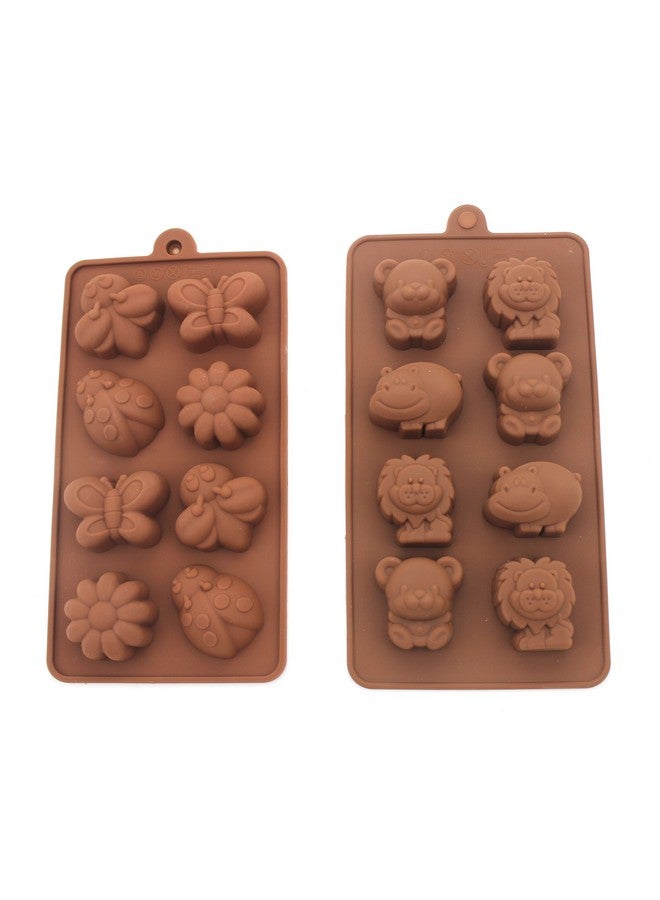 FIVOENDAR Non-stick Candy Jelly Molds, Chocolate Molds, Soap Molds, Silicone Baking Molds - Forest Cute Theme Happy Bear, Lion, Hippo - More Fun, Toy Kids Set, Set of 2 (Animal) - Image 1