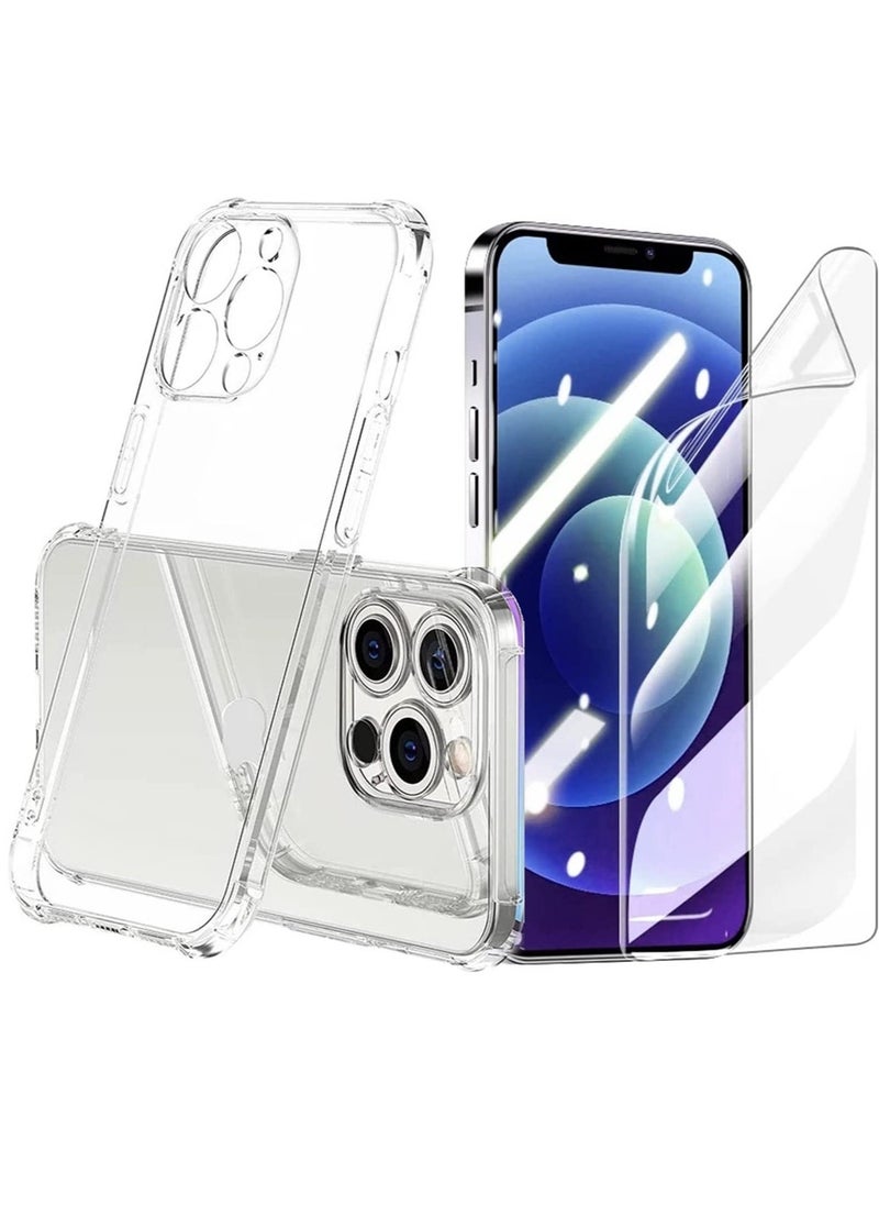 Raxoom 1+2Pcs) Compatible with iPhone 14 Pro Max Case And Screen Protector (Hydrophilic Film) Clear Cover No-Bubble for Apple 14 Pro Max Case (14 Pro Max-6.7) - Image 1