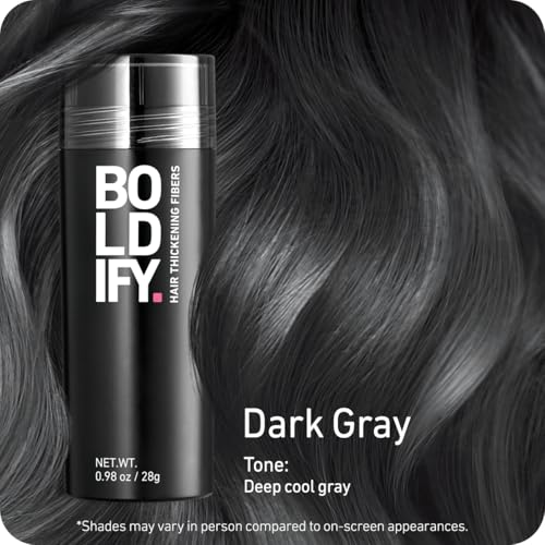 BOLDIFY Hair Fibers 28g Fill In Thinning and Fine Hair for an Instantly Fuller Thicker Look 14 Shades for Women Men Dark Gray - Image 3