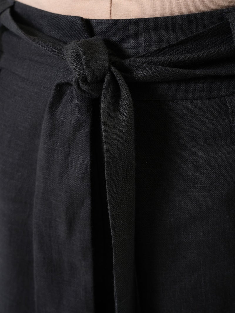 Metamorphoza Linen Drop-Crotch Pants In Black - Image 4